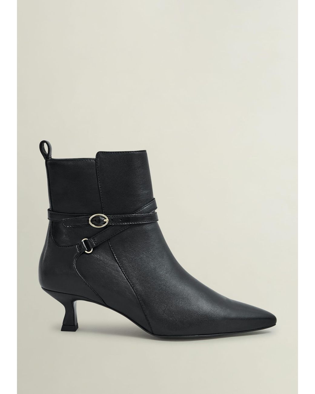 Hobbs Black Loretta Leather Heeled Ankle Boots
