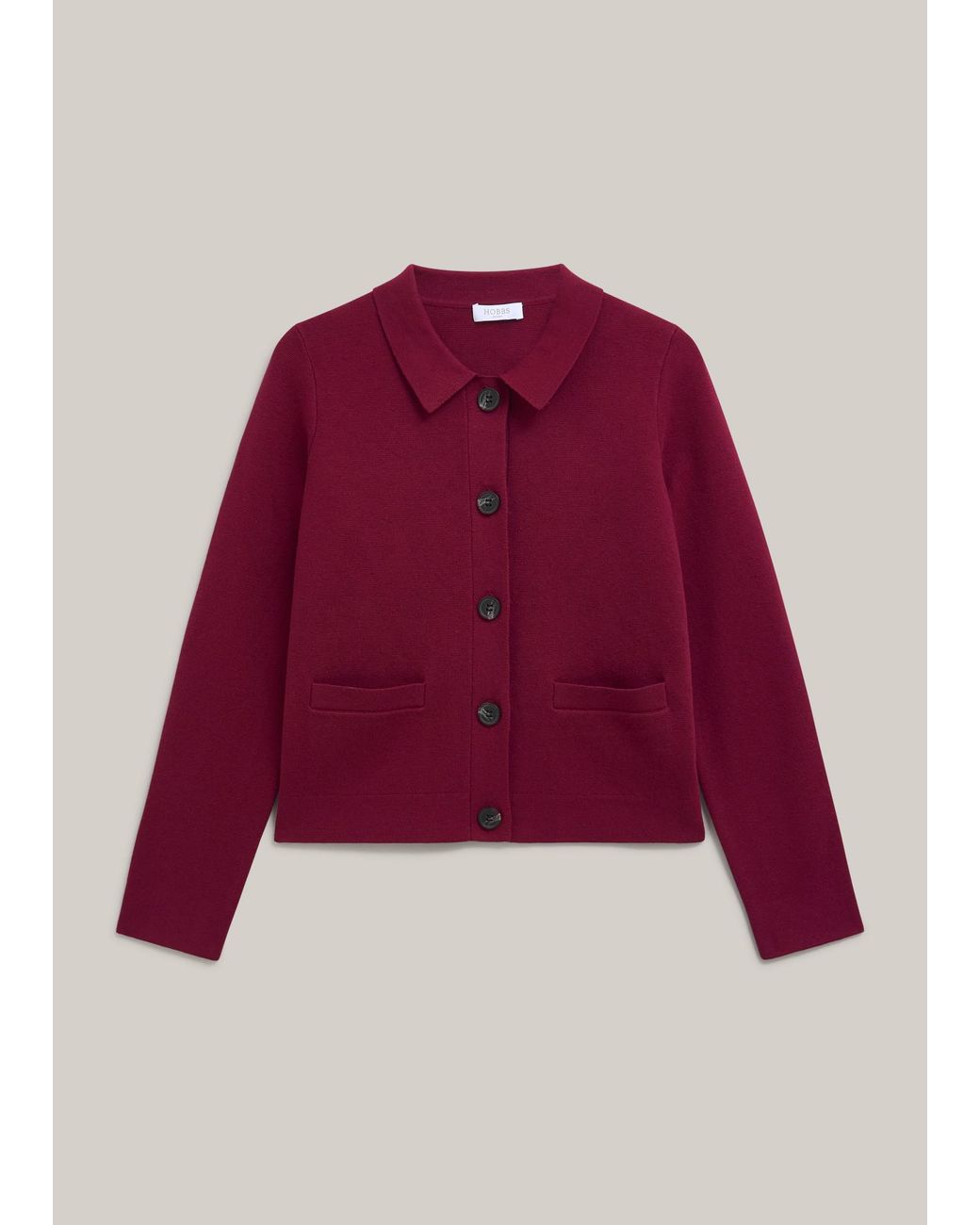 Hobbs Red Mia Cotton Blend Knitted Jacket