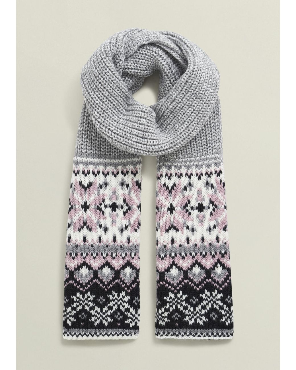 Hobbs Gray Deanna Fairisle Scarf With Wool