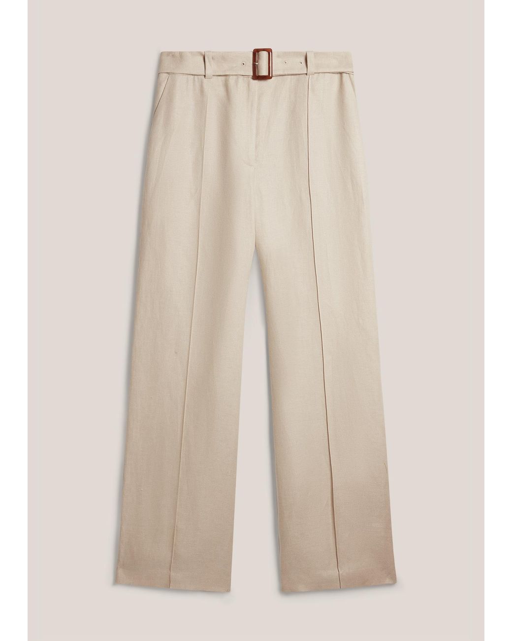 Hobbs Natural Petite Zainah Linen Wide Leg Trousers