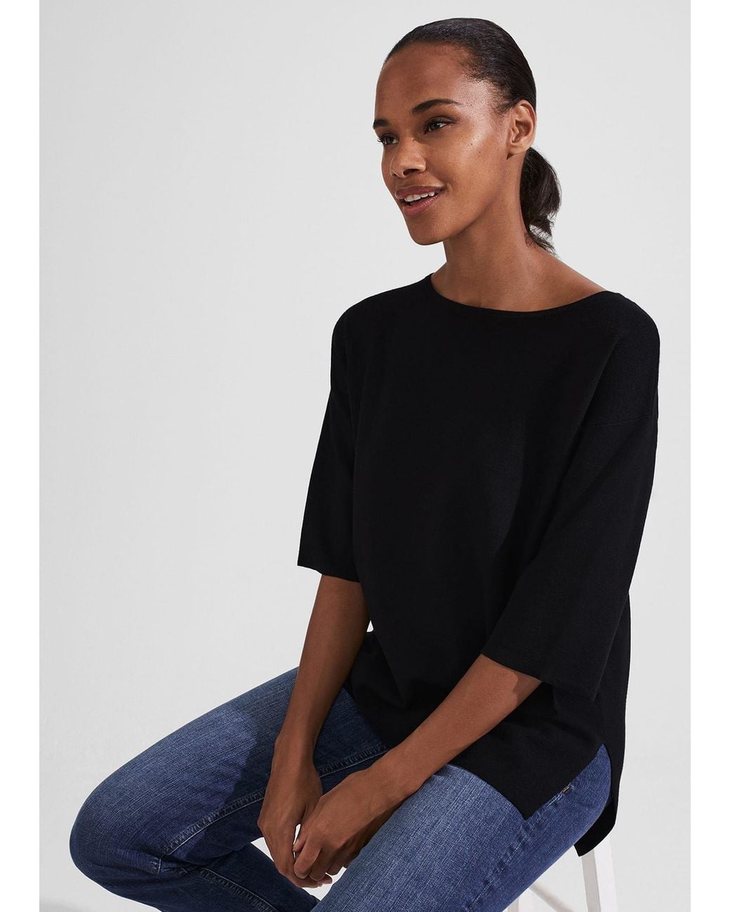 Hobbs Black Cora Knitted Top