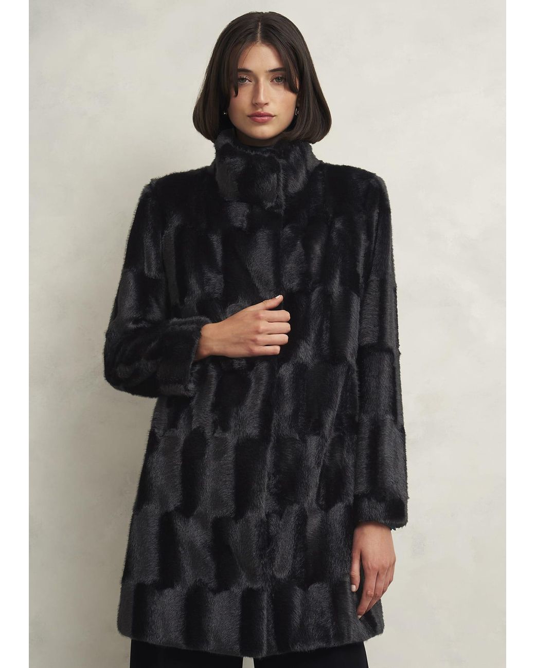 Hobbs Blue Petite Rosanne Faux Fur Coat