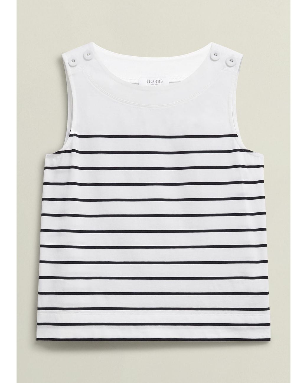 Hobbs White Maddy Cotton Striped Top