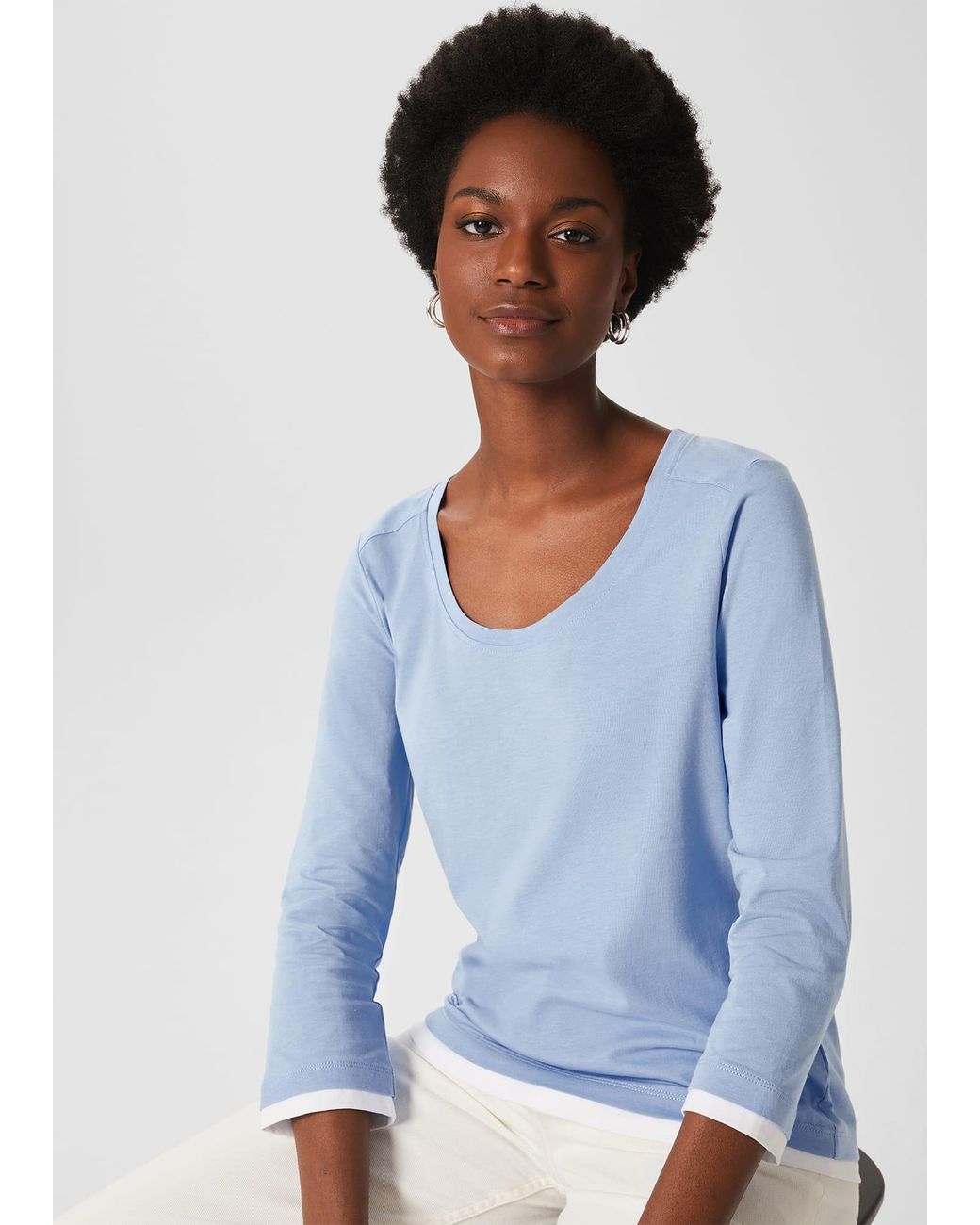 Hobbs Blue Amelie Scoop Neck Top