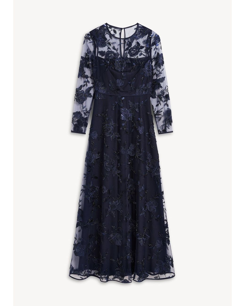 Hobbs Blue Petite Halle Embroidered Maxi Dress