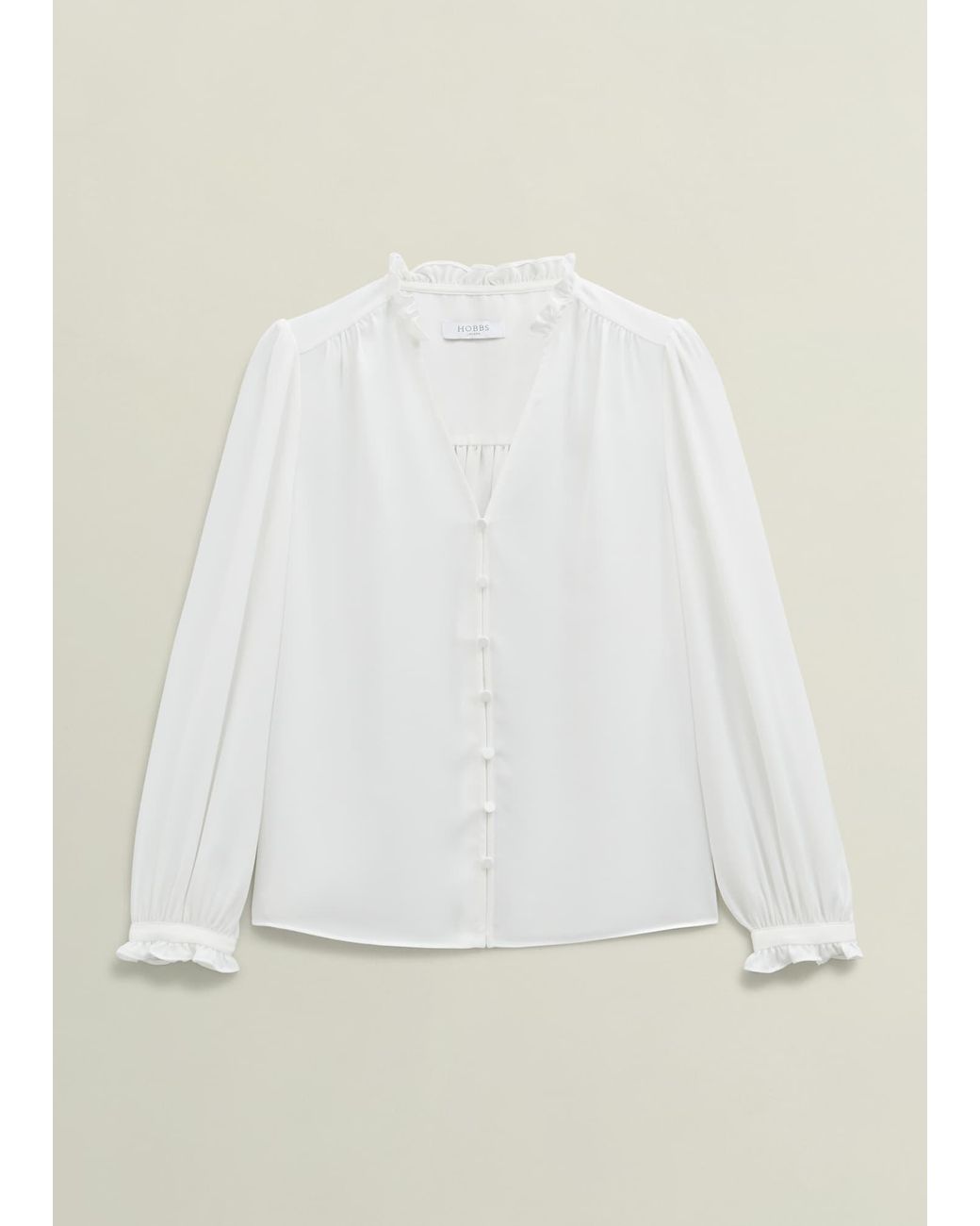 Hobbs White Rosalie Long Sleeve Blouse