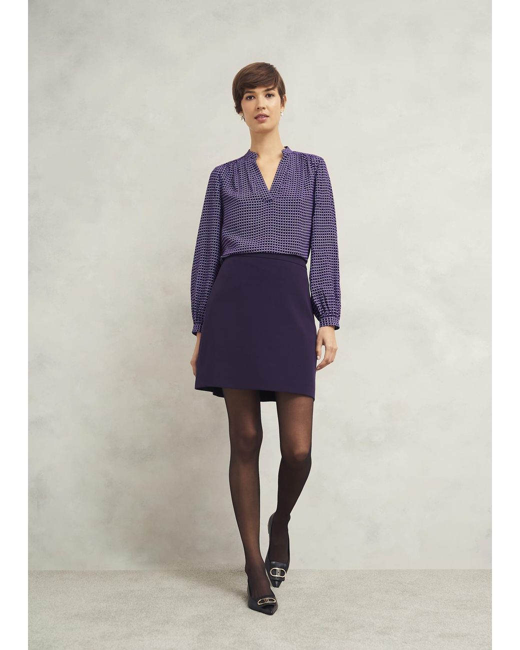 Hobbs Blue Fenella Aline Skirt