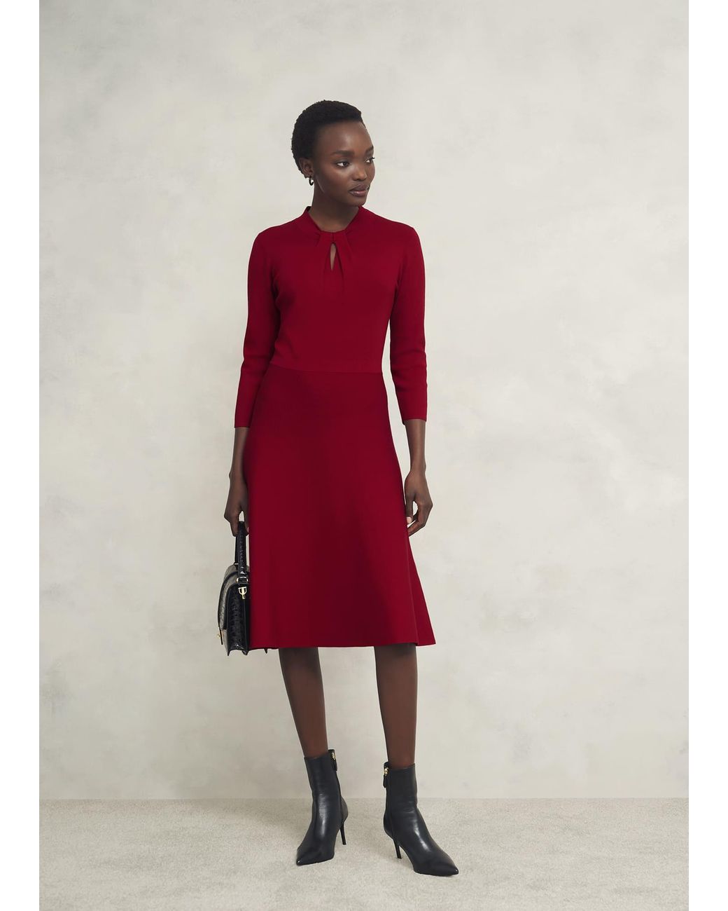 Hobbs Red Effie Knitted Dress