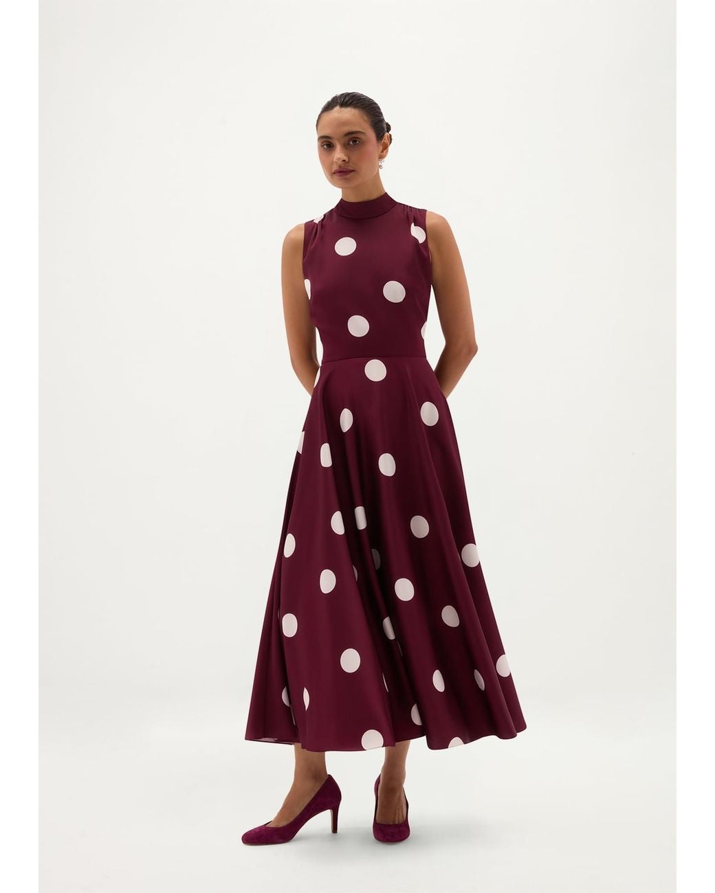 Hobbs Red Petite Mia Spot Dress
