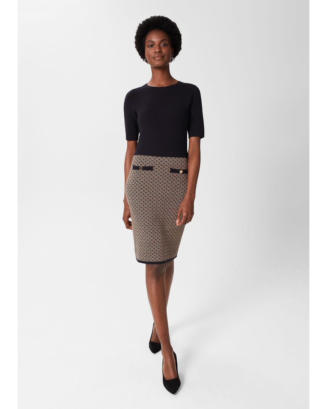 Hobbs Blue Perrie Knitted Dress