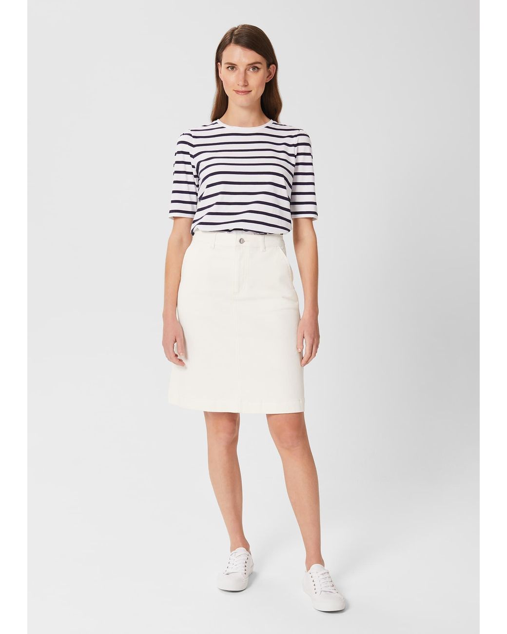 Hobbs White Connie Denim Skirt