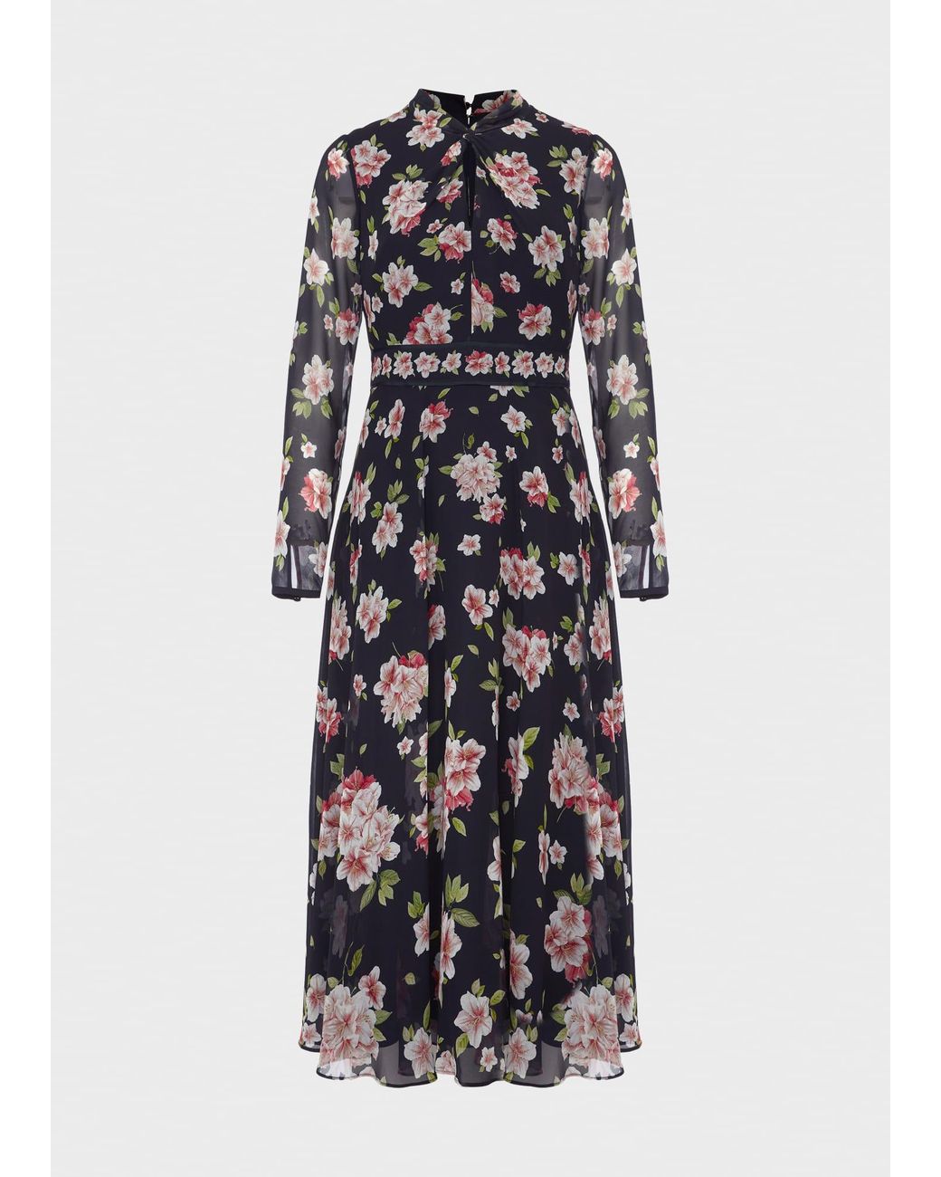 Hobbs White Helena Silk Floral Midi Dress
