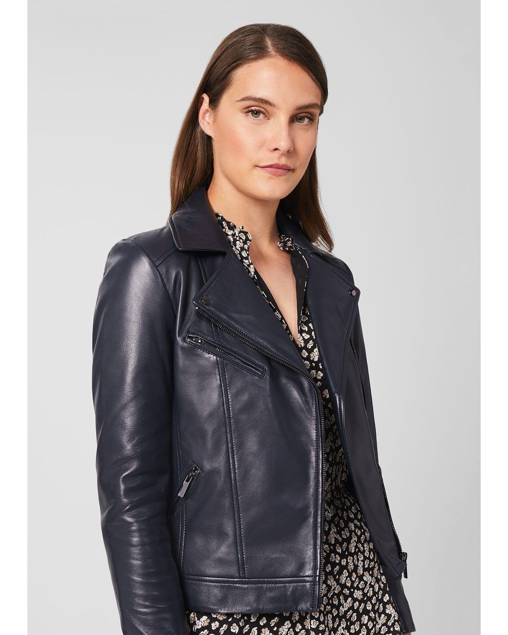 leather navy jacket