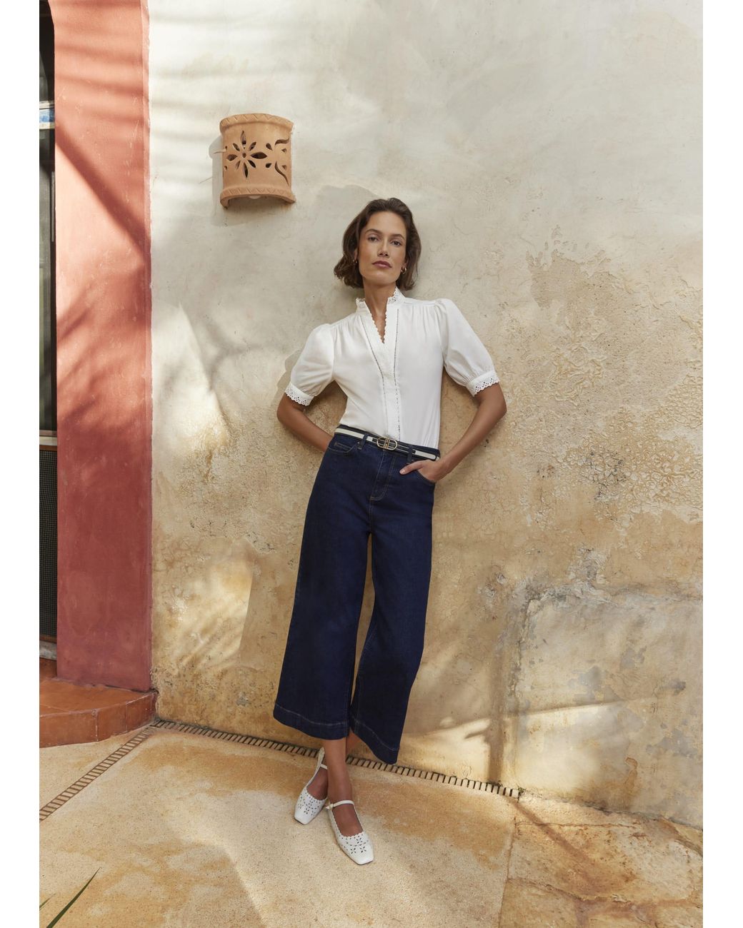 Hobbs Blue Karis Cotton Blouse