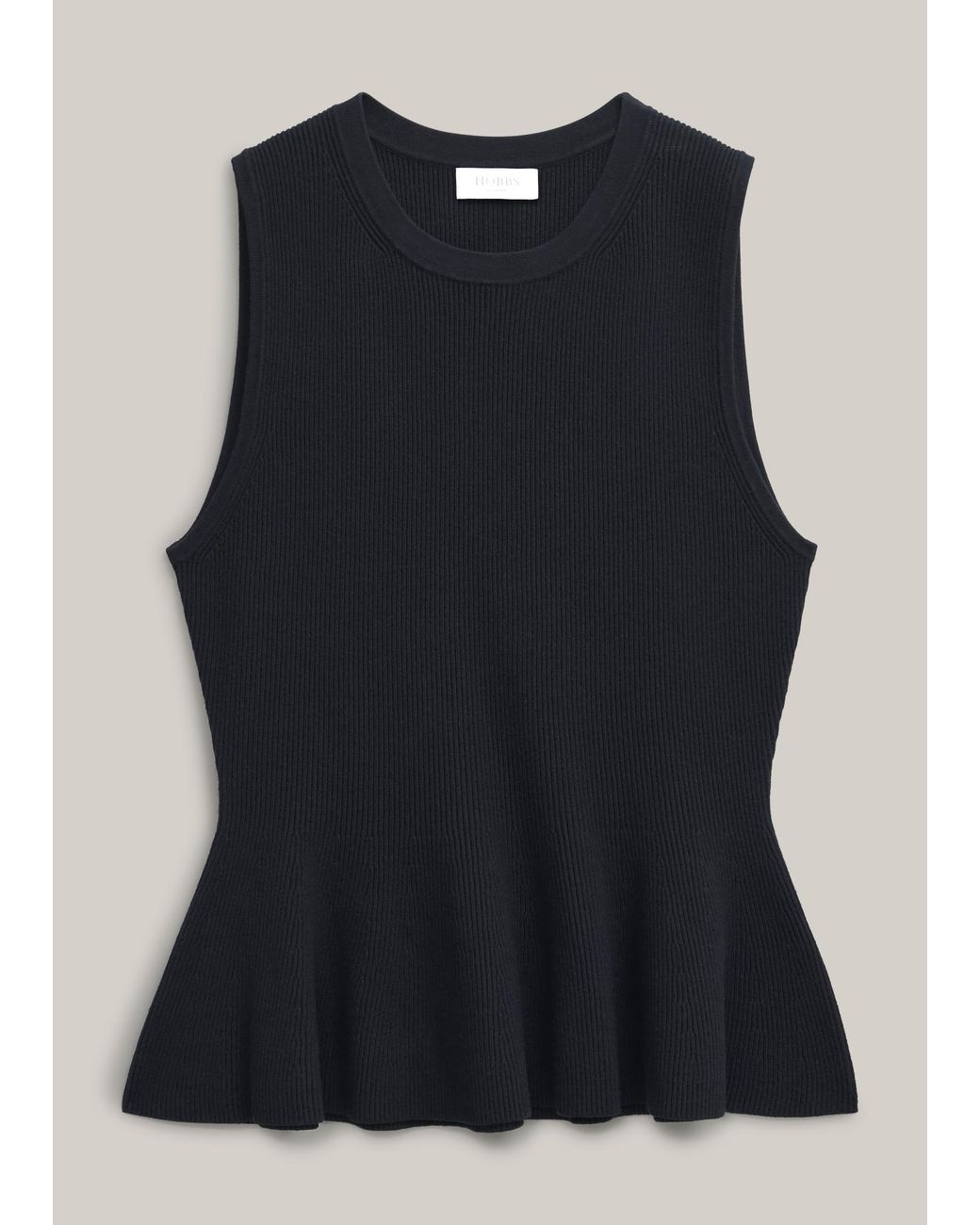 Hobbs Blue Bowes Ribbed Knitted Peplum Top
