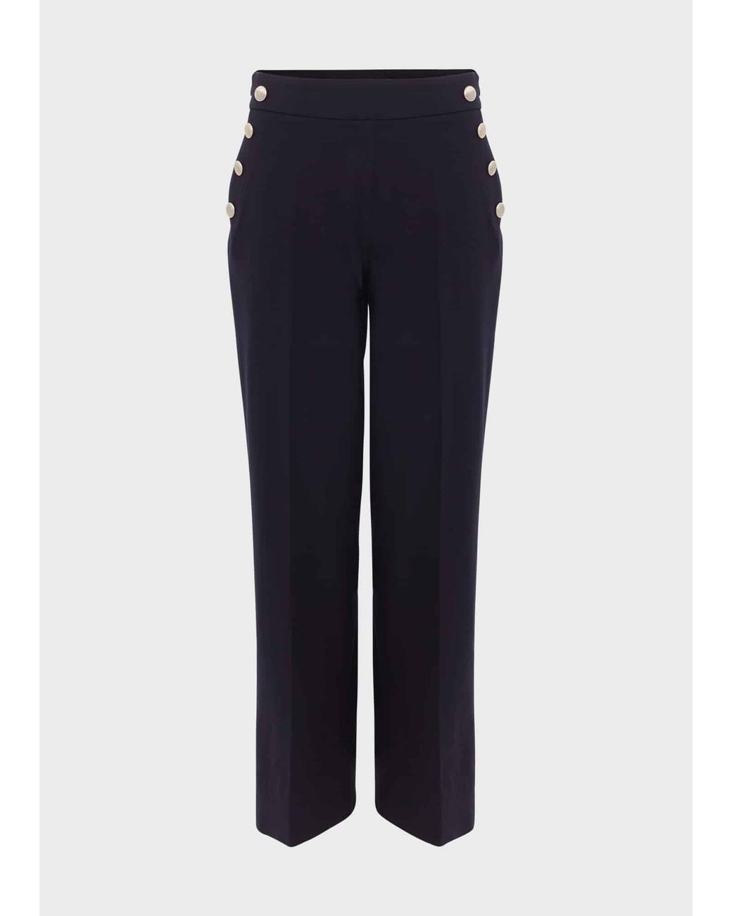 Hobbs Blue Hana Wide Leg Cotton Blend Trousers