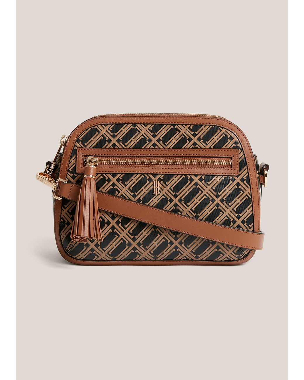 Hobbs Brown Carlton Leather Canvas Crossbody Bag