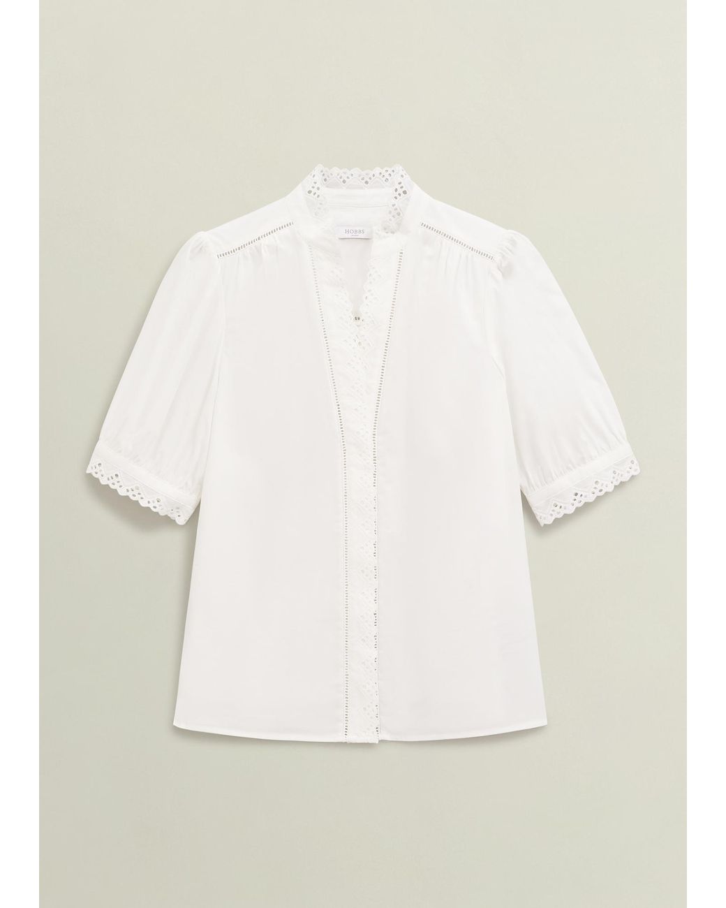 Hobbs White Karis Cotton Blouse