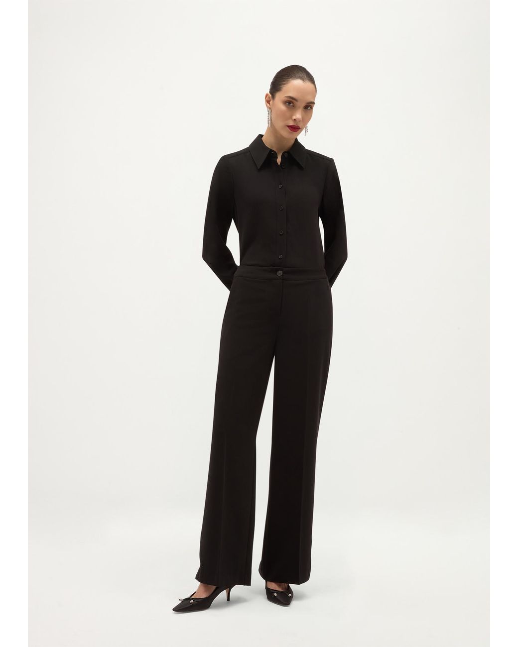 Hobbs Black Hadley Wide Leg Trousers