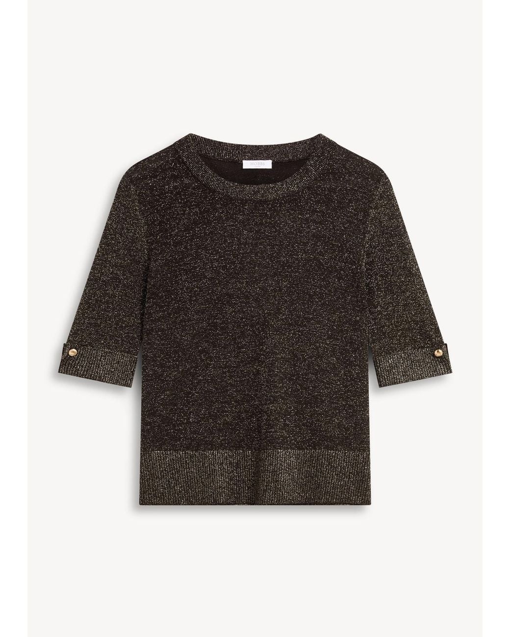 Hobbs Black Leanne Sparkle Short Sleeve Jumper