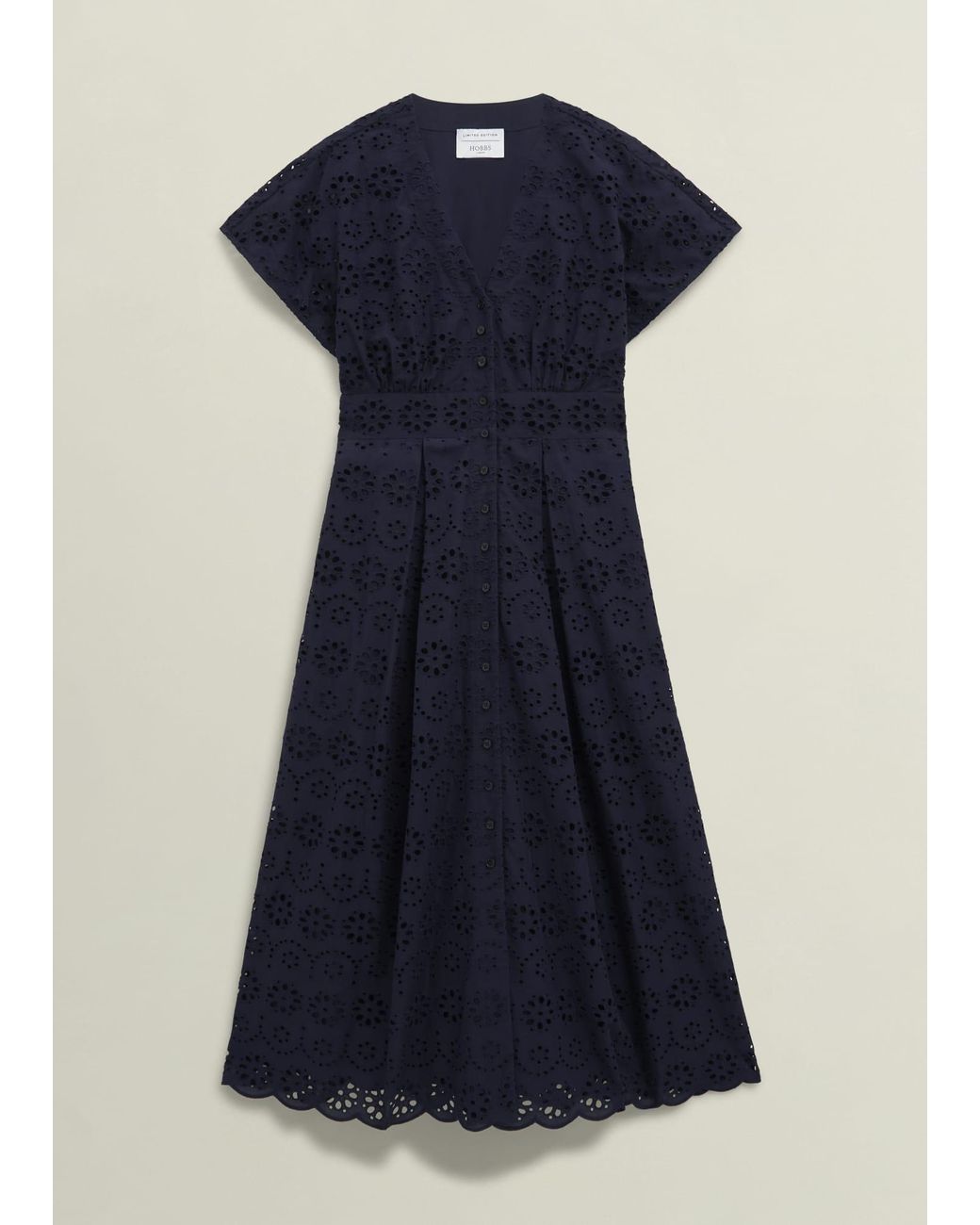Hobbs Blue Morrab Cotton Broderie Dress