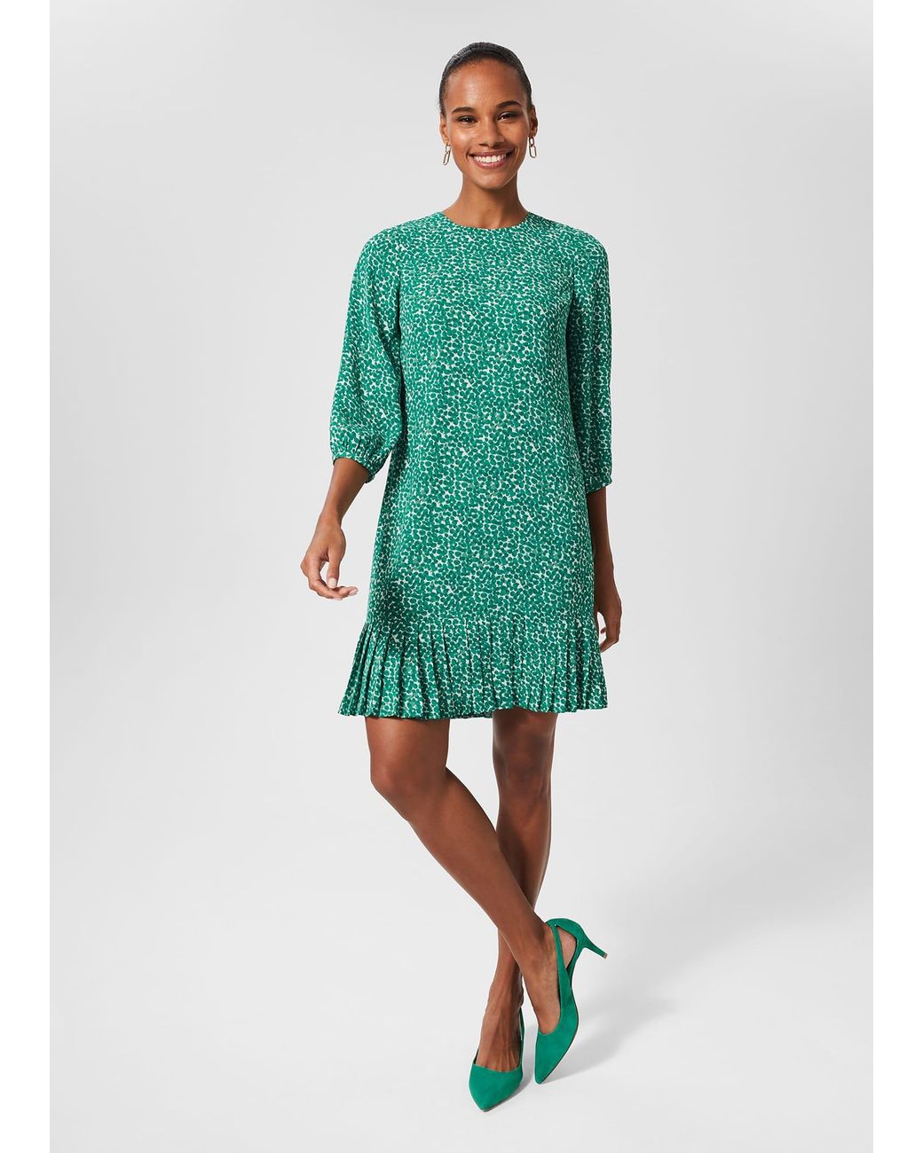 Hobbs Green Liana Spot A Line Dress