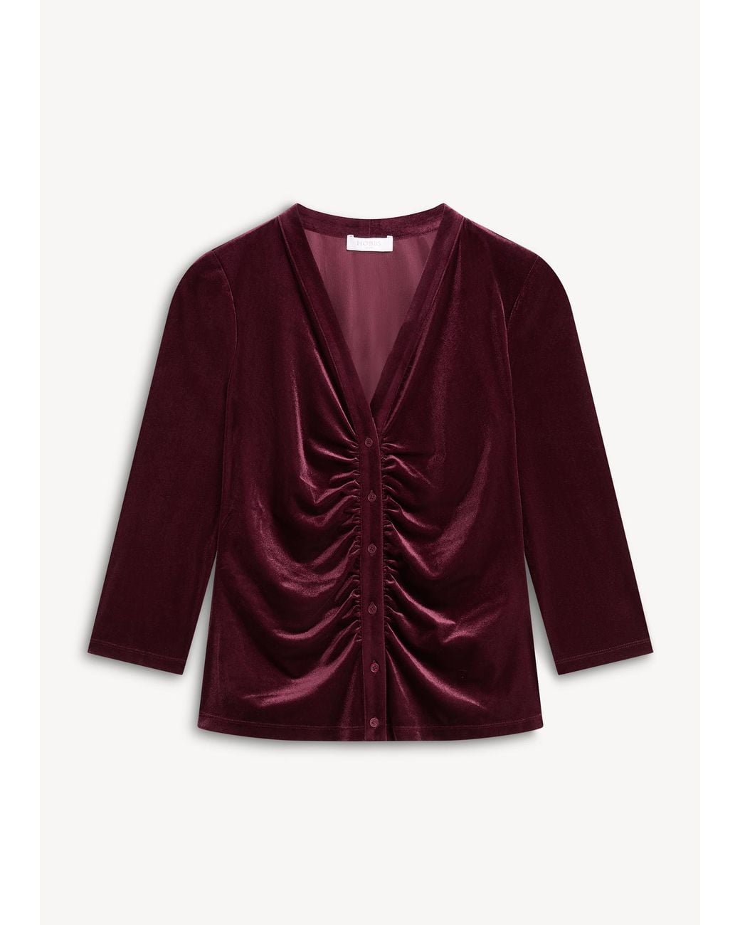 Hobbs Red Hattie Velvet Ruched Top