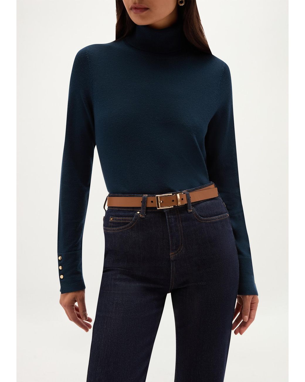Hobbs White Pauline Leather Reversible Belt