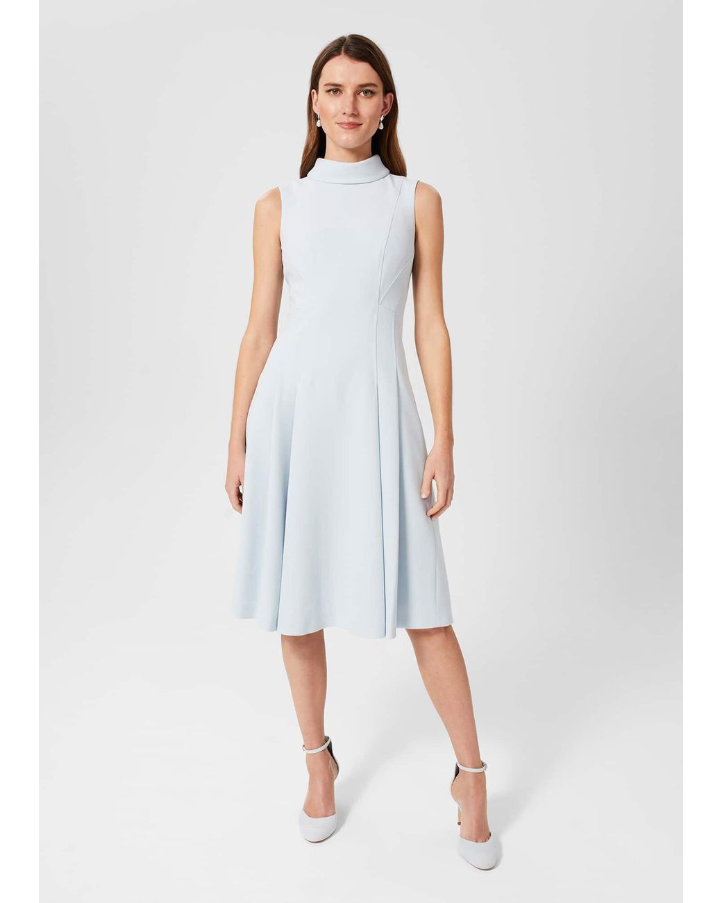 Pale blue fit and flare dress cheap