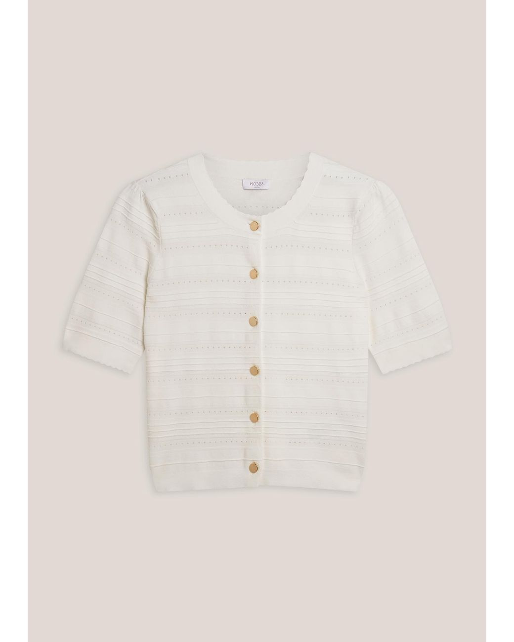 Hobbs Natural Mimi Pointelle Short Sleeve Cardigan