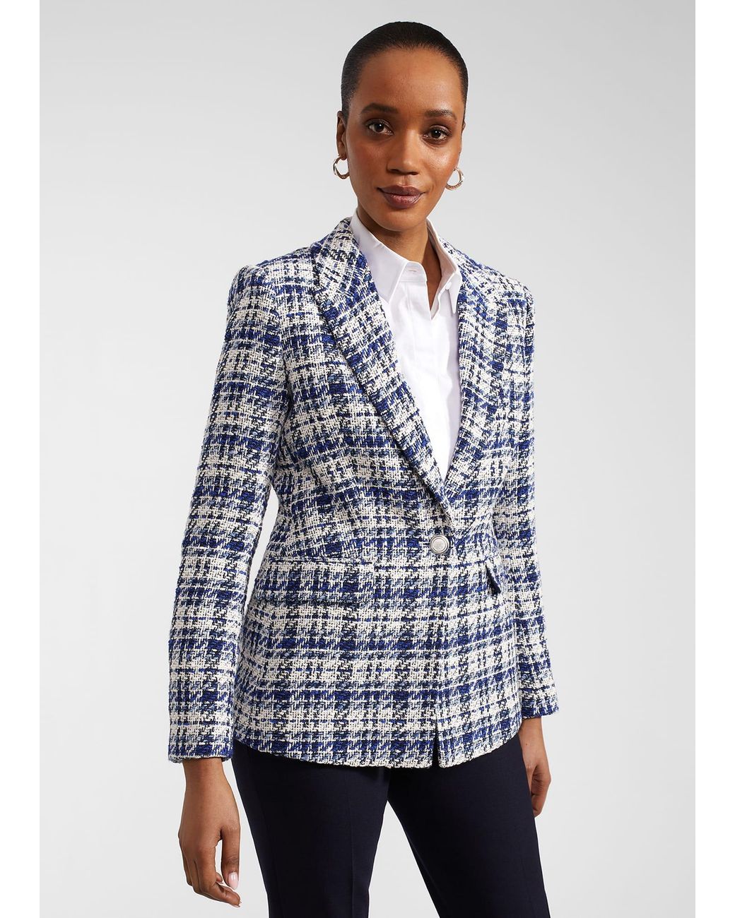 Hobbs Blue Emerson Cotton Blend Jacket