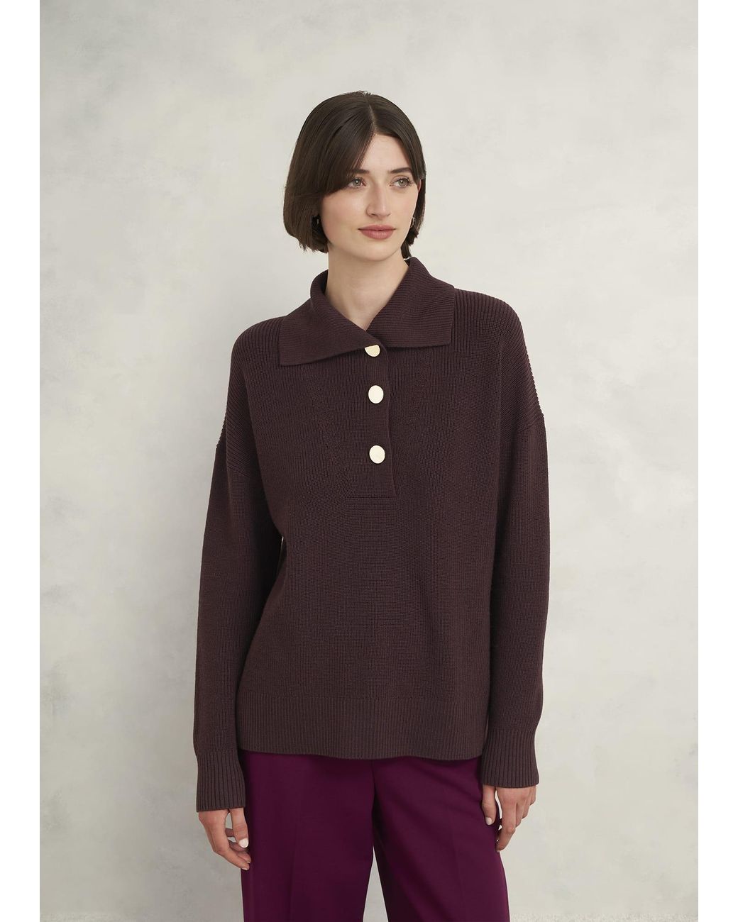 Hobbs Purple Brenna Merino Wool Jumper