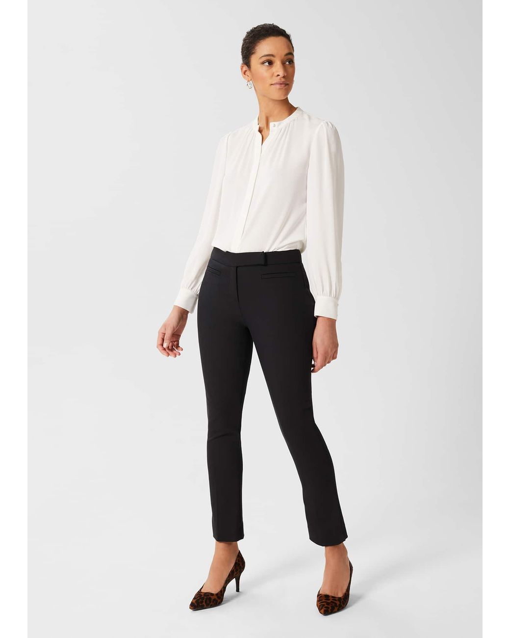Hobbs White Annie Slim Trousers With Stretch