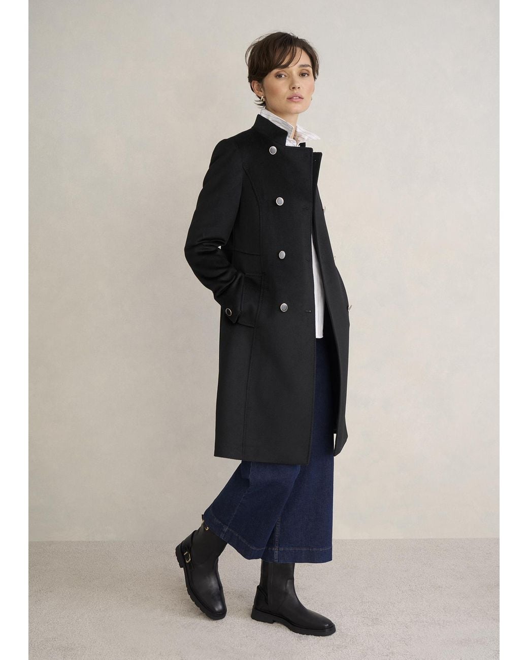 Hobbs Black Selina Wool Coat