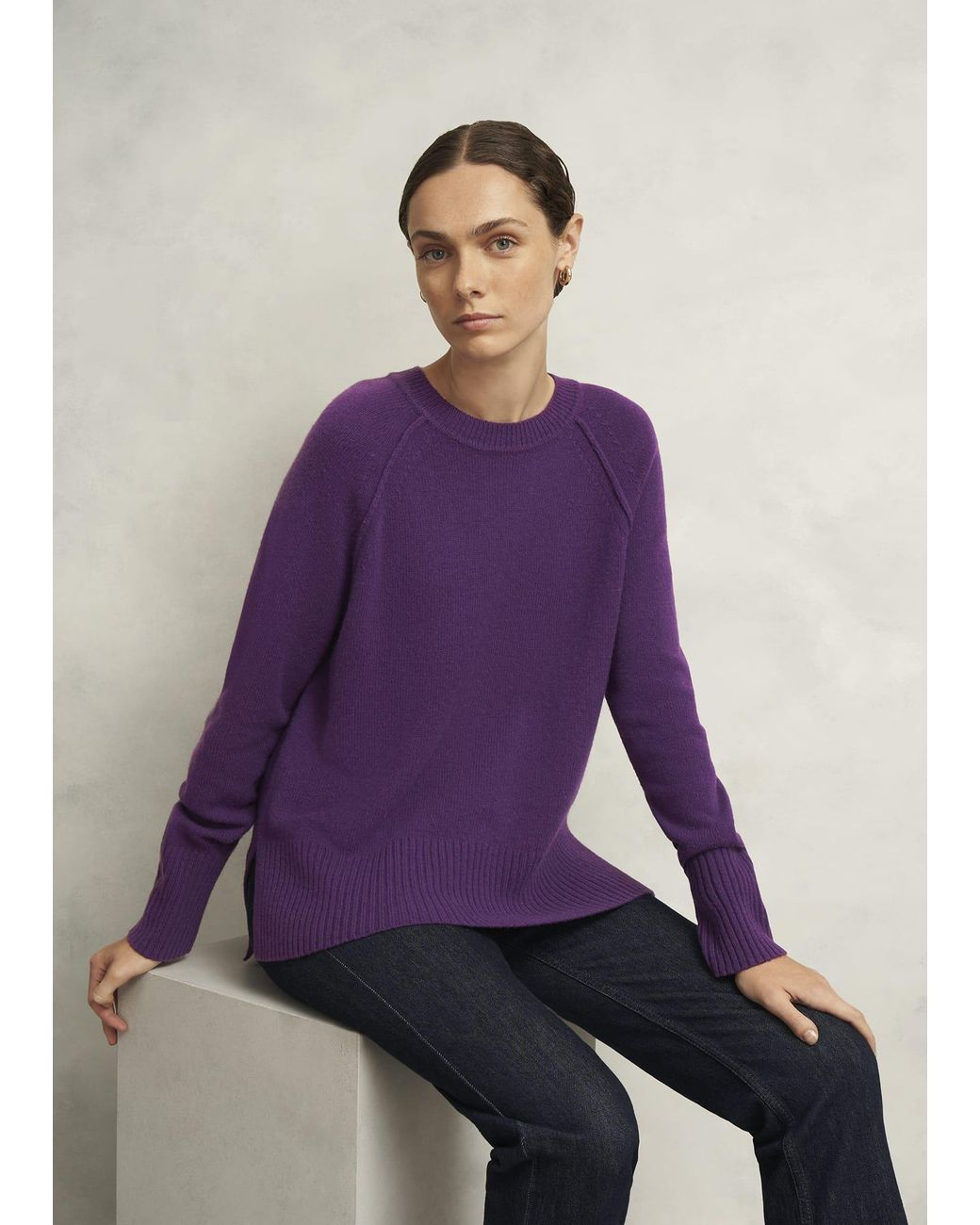 Hobbs Purple Mandy Wool Blend Crew Neck Knitted Jumper