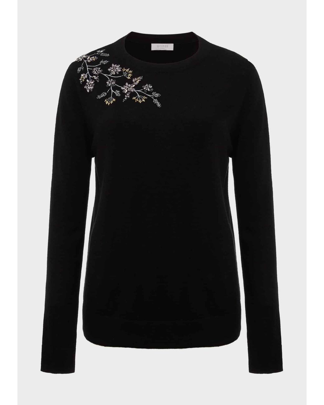 Hobbs Black Cristie Embellished Sequin Jumper