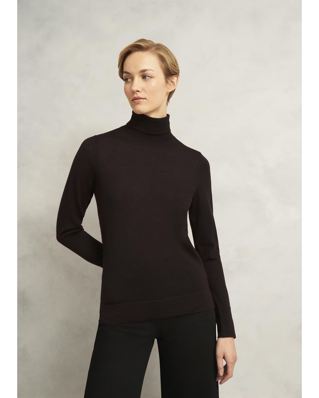 Hobbs Black Lara Merino Rollneck Jumper