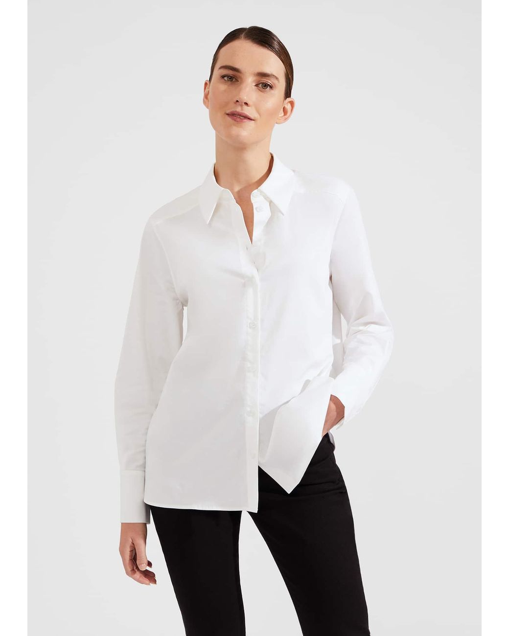 Hobbs White Safi Cotton Blend Shirt