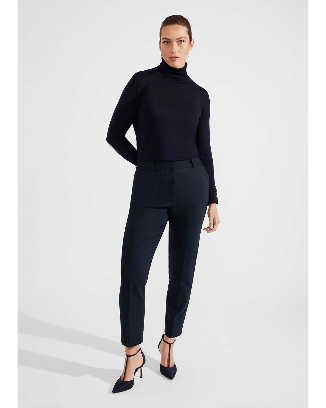 Hobbs Blue Quin Cotton Blend Trousers