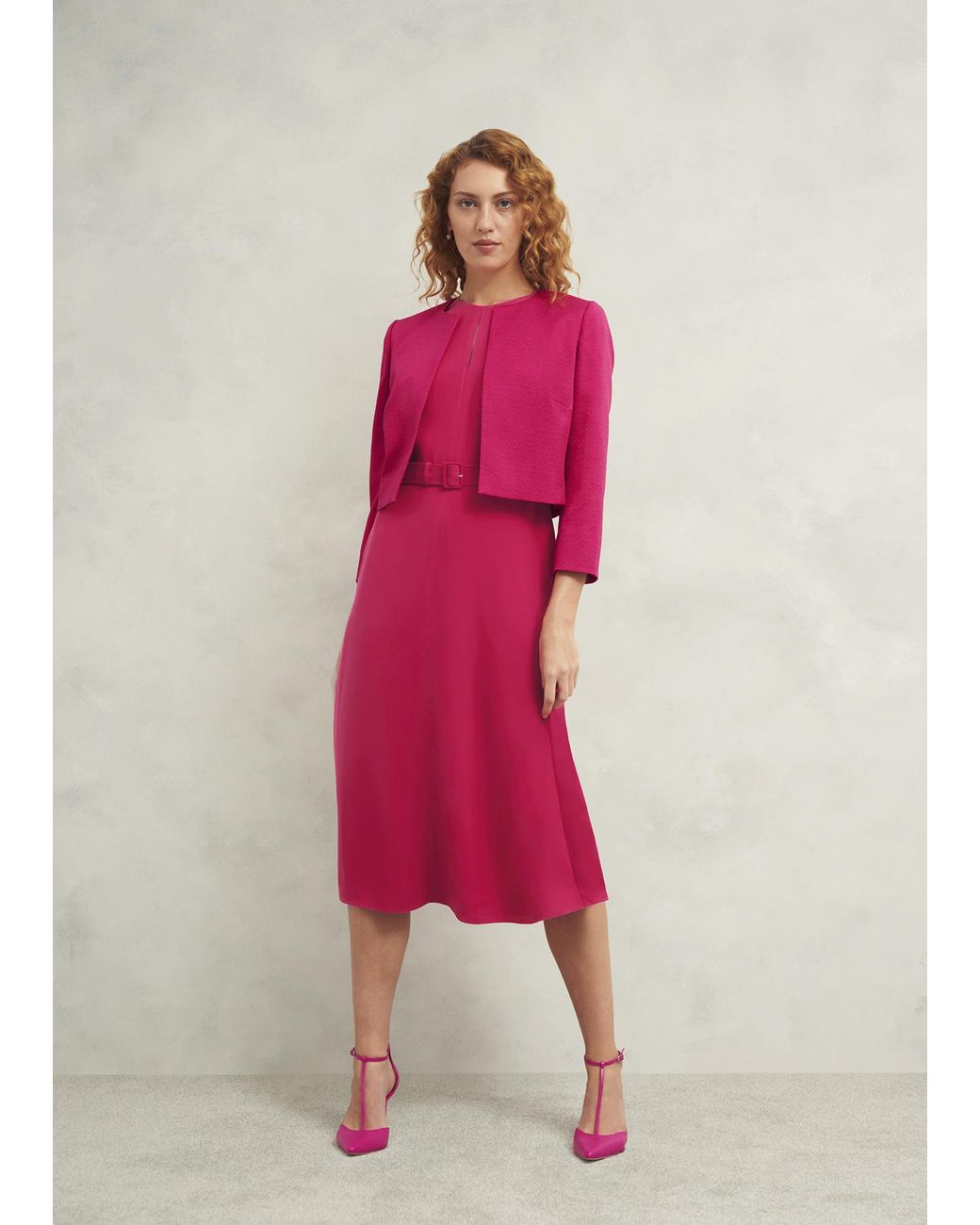 Hobbs Pink Elize Textured Jacket