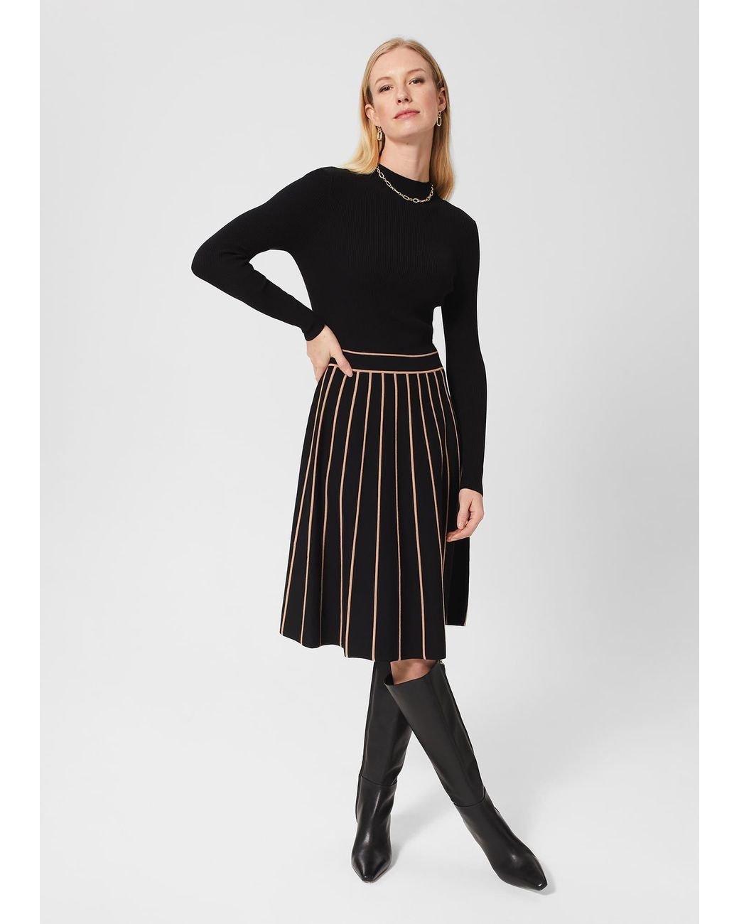 Hobbs Black Lena Knitted Dress