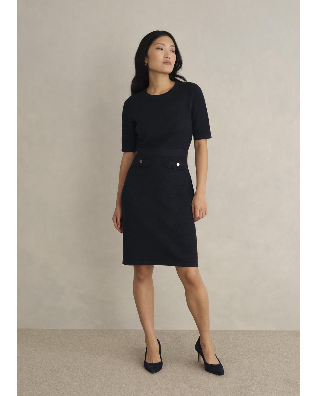Hobbs Blue Petite Petra Knitted Dress