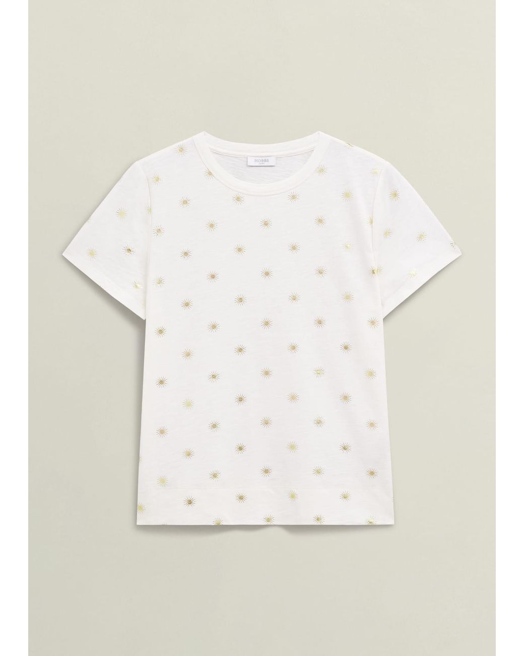 Hobbs White Adaline Cotton Printed T-Shirt
