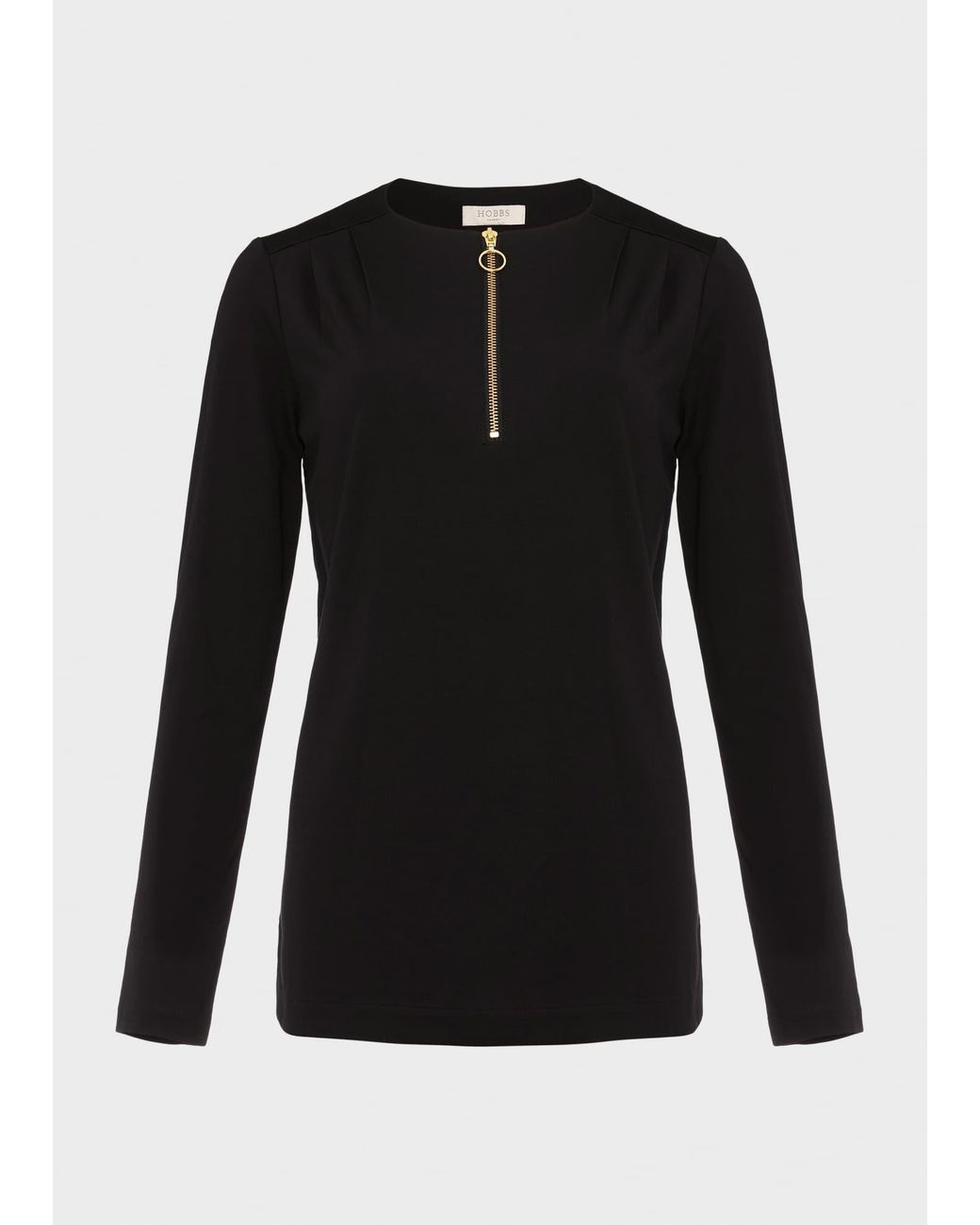 Hobbs Black Kelsey Zip Neck Tunic Top