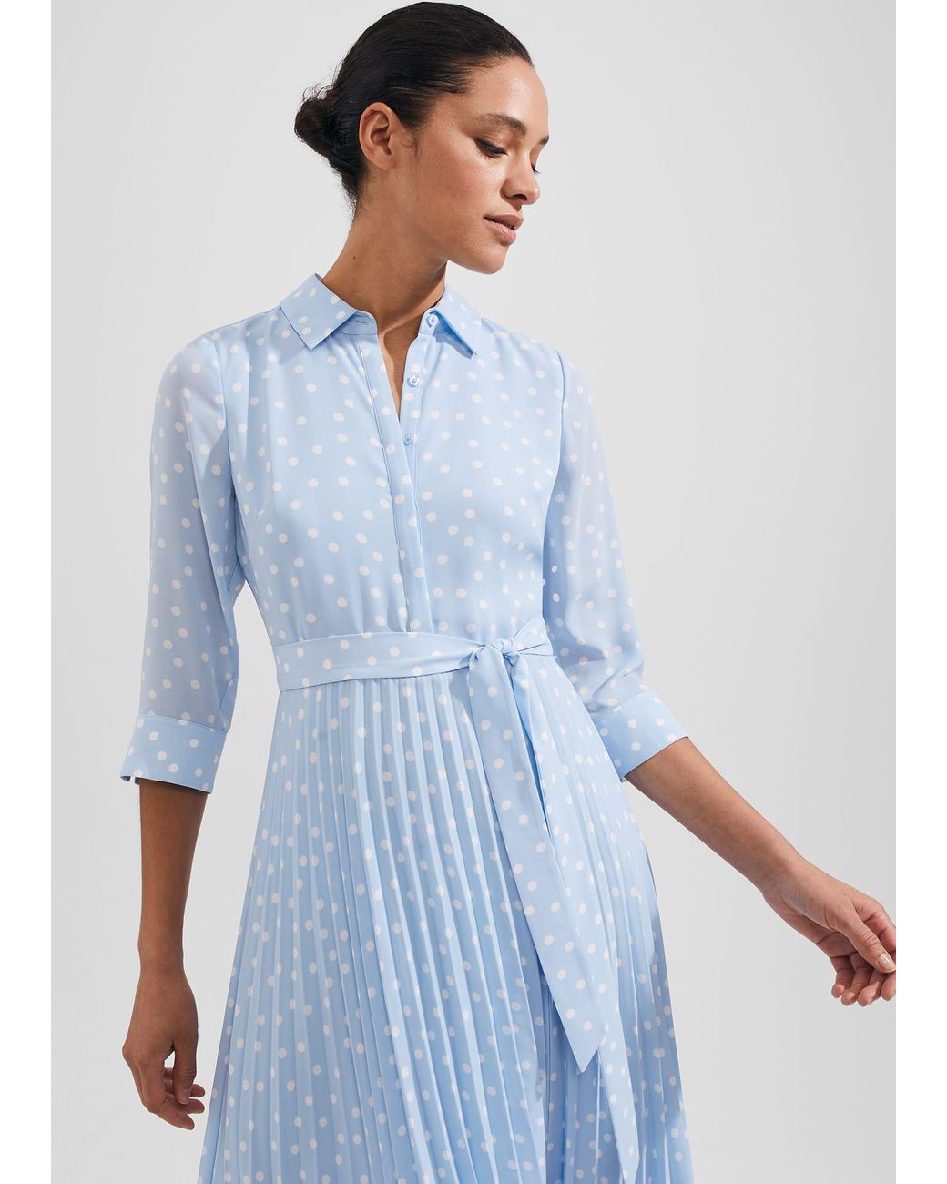 Hobbs blue and white striped dress cheap