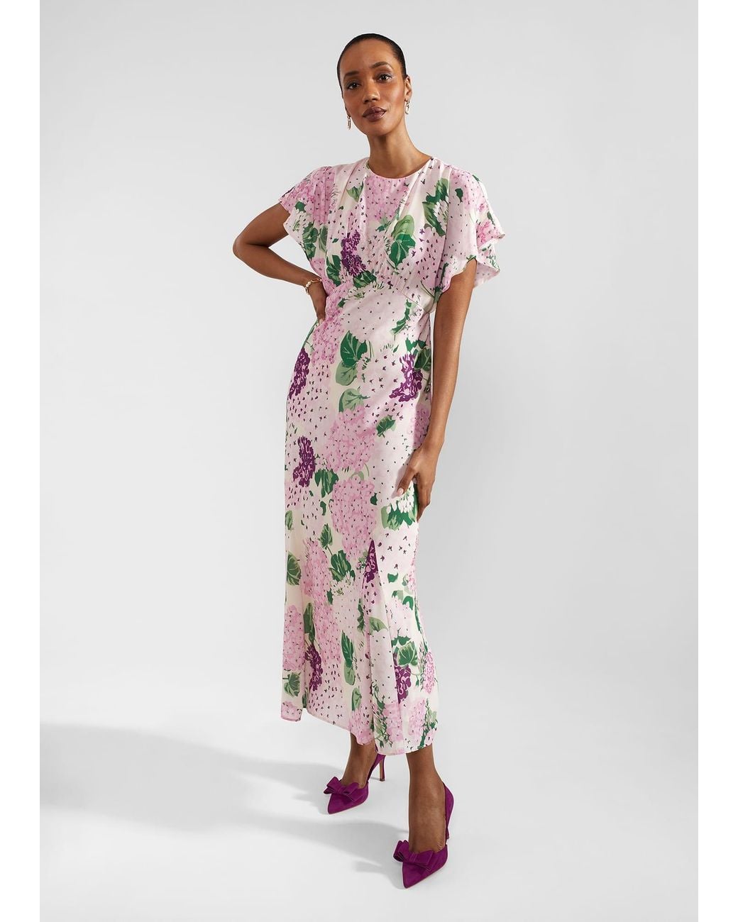 open lace back dress Hobbs silk pink