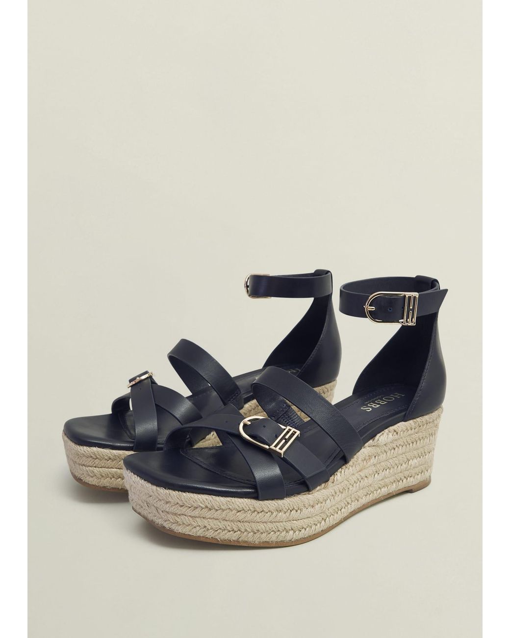 Hobbs Blue Paloma Leather Espadrilles