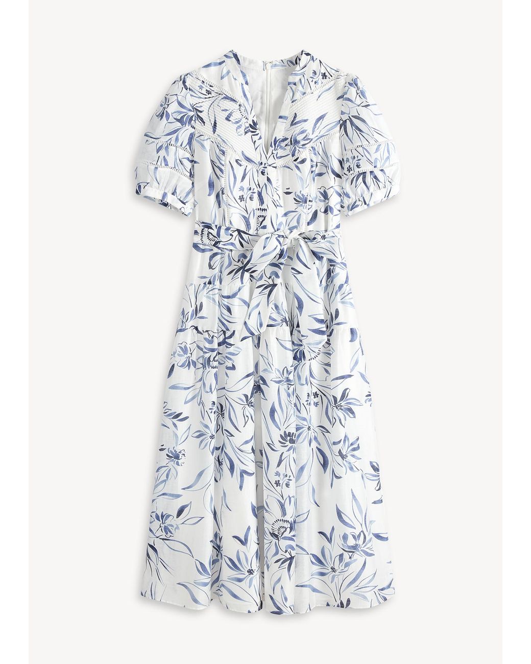Hobbs White Annabella Trim Detailed Dress