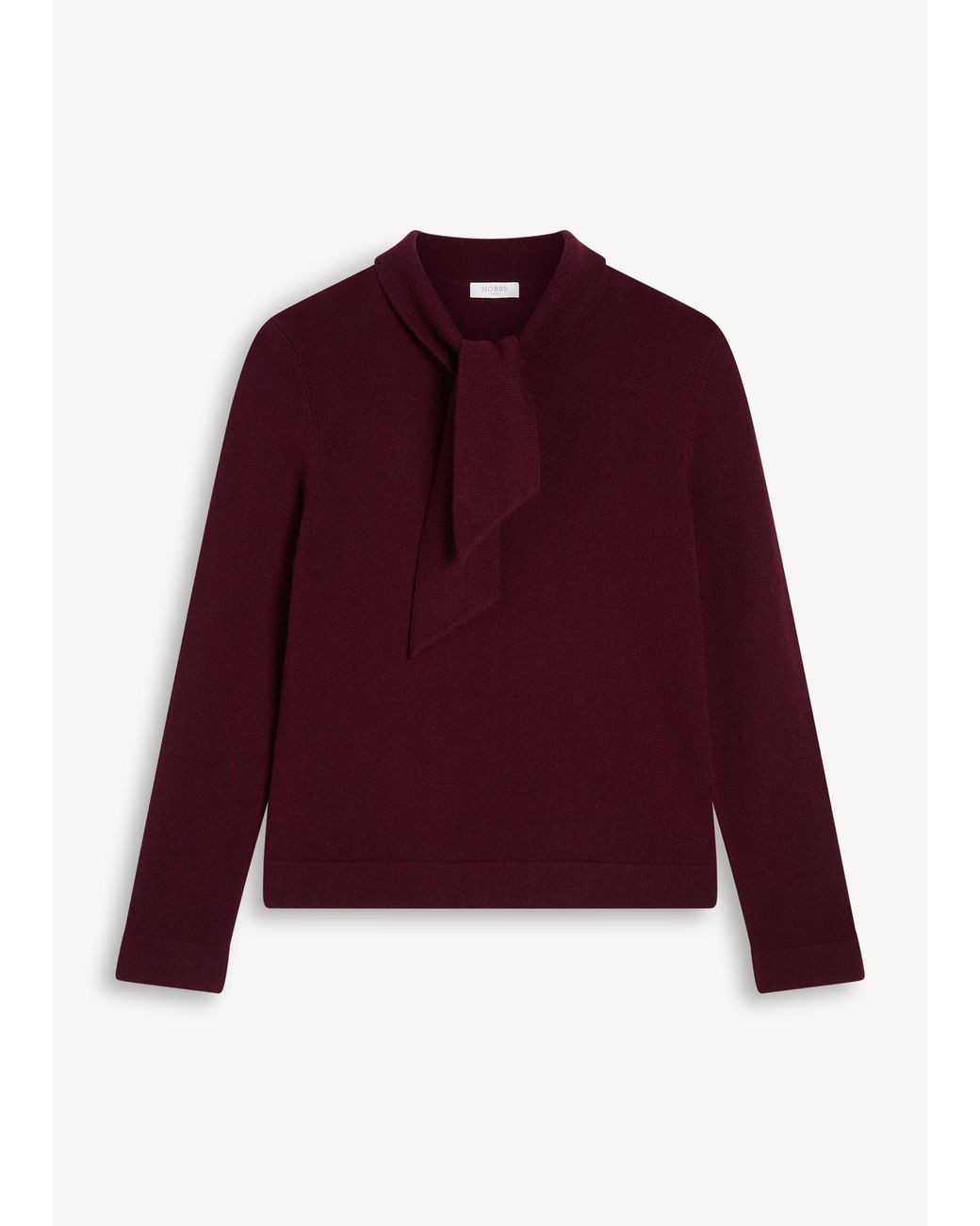 Hobbs Red Mabel Wool Cashmere Tie Neck Jumper