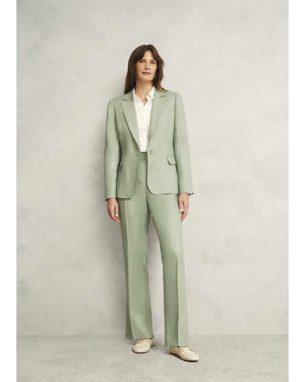 Hobbs Green Marietta Linen Straight Trousers